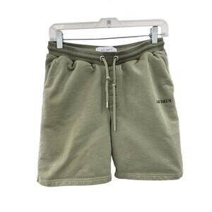 Les Deux Mens Shorts Lens Logo Branded Cotton Sweat Shorts in Olive Green Small